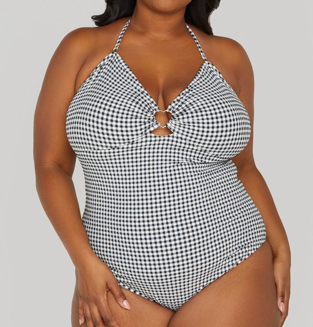 BETSEY JOHNSON | Plus 2X | 18/20 | Flirty Pin-Up Look Gingham One-Piece Swimsuit